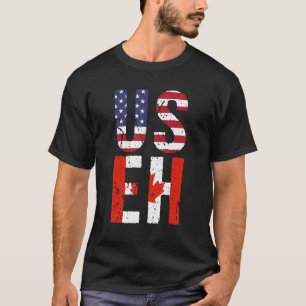 Useh America Canada Dag Vlag Amerikaans Canadees P T-shirt