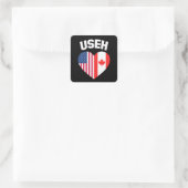 USEH Amerika Canada Vlag Grappig Amerikaans Canade Vierkante Sticker (Tas)