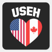 USEH Amerika Canada Vlag Grappig Amerikaans Canade Vierkante Sticker (Voorkant)