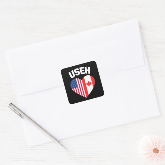 USEH Amerika Canada Vlag Grappig Amerikaans Canade Vierkante Sticker (Envelop)