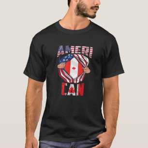 USEH CDN Maple Leaf Half Canadees Half Amerikaans  T-shirt