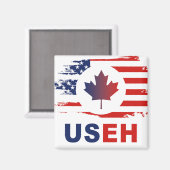 USEH Half Canadees Amerikaans Canada USA Vlag Vere Magneet (Voorkant / Achterkant)