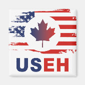 USEH Half Canadees Amerikaans Canada USA Vlag Vere Magneet (Voorkant)