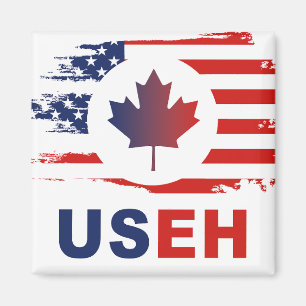 USEH Half Canadees Amerikaans Canada USA Vlag Vere Magneet