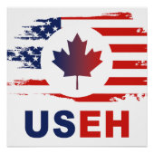 USEH Half Canadees Amerikaans Canada USA Vlag Vere Perfect Poster (Voorkant)