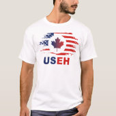 USEH Half Canadees Amerikaans Canada USA Vlag Vere T-shirt (Voorkant)