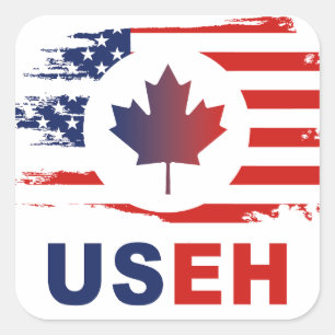 USEH Half Canadees Amerikaans Canada USA Vlag Vere Vierkante Sticker