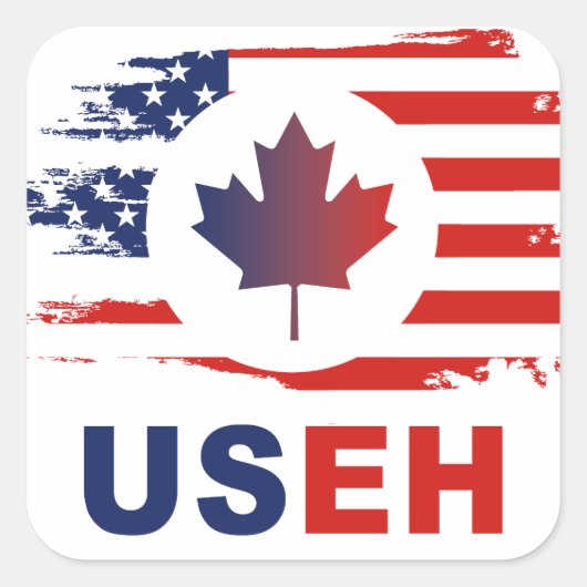 USEH Half Canadees Amerikaans Canada USA Vlag Vere Vierkante Sticker (Voorkant)