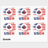 USEH Half Canadees Amerikaans Canada USA Vlag Vere Vierkante Sticker (Vel)