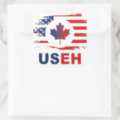 USEH Half Canadees Amerikaans Canada USA Vlag Vere Vierkante Sticker (Tas)