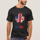 Useh Leaf Canadian American Flag Canada Verenigde  T-shirt (Voorkant)