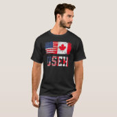 Useh Leaf Canadian American Flag Design T-shirt (Voorkant volledig)