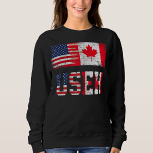 Useh Leaf Canadian American Flag Design Trui