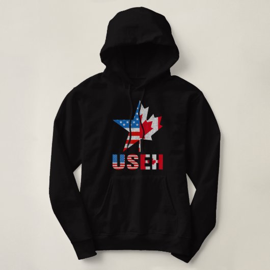 Useh Leaf Canadian American Flag Maple Canada Hoodie (Design voorkant)