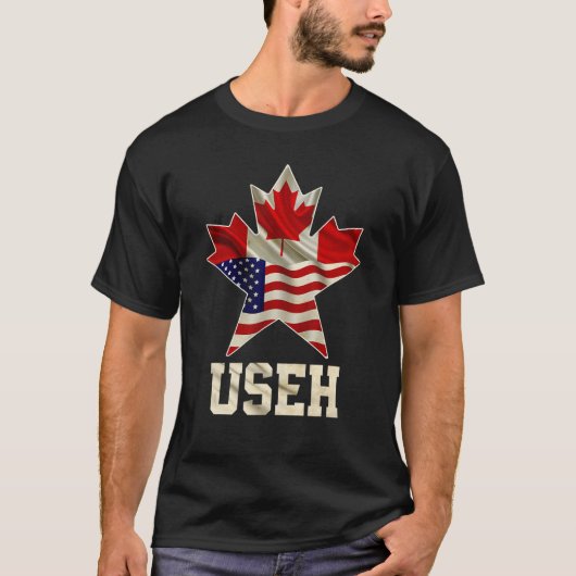 Useh Maple Leaf Canadese Amerikaanse vlag T-shirt (Voorkant)