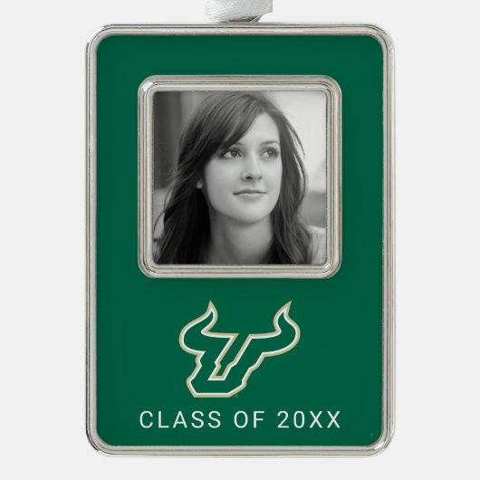USF Bulls Verzilverd Omlijst Ornament (Voorkant)