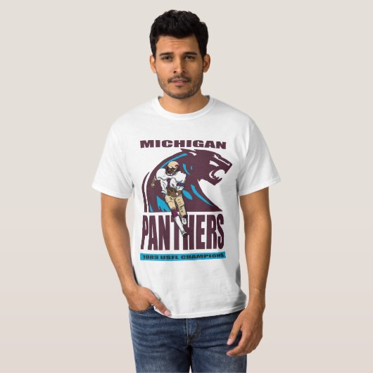 USFL Michigan Panthers retro football T-shirt (Voorkant volledig)