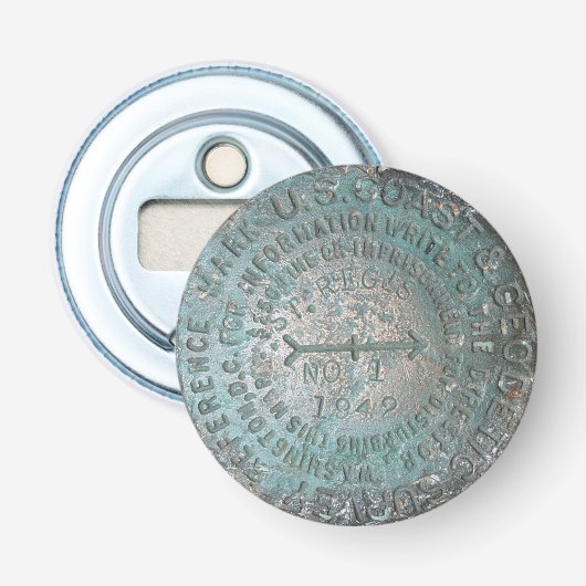 USGS Benchmark, St. Regis Mountain Geodetic Survey Button Flesopener (Voorkant)