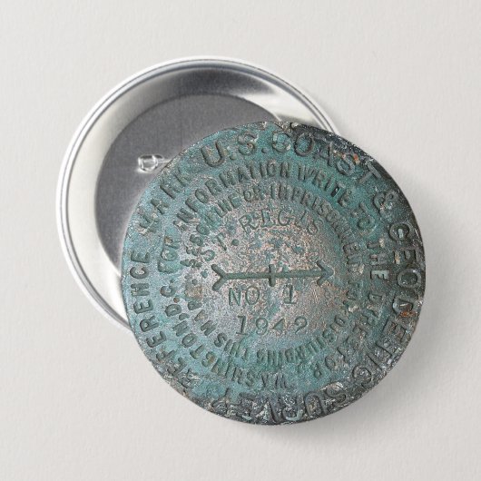 USGS Benchmark, St. Regis Mountain Geodetic Survey Ronde Button 7,6 Cm (Voorkant /achterkant)