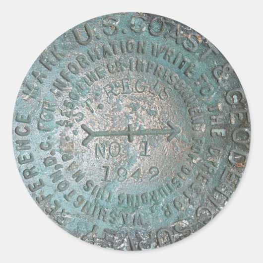 USGS Benchmark, St. Regis Mountain Geodetic Survey Ronde Sticker (Voorkant)