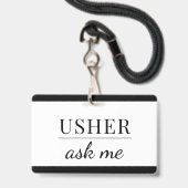 Usher Ask me Badge (Achterkant met lanyard)
