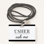 Usher Ask me Badge (Achterkant met draagriem)