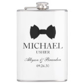 Usher Black Bow Stropdas Heupfles (Voorkant)