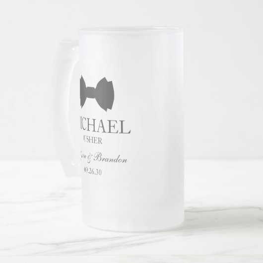 Usher Black Bow Stropdas Matglas Bierpul (Voorkant links)