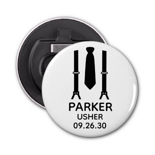 Usher Black Stropdas Button Flesopener (Voorkant)