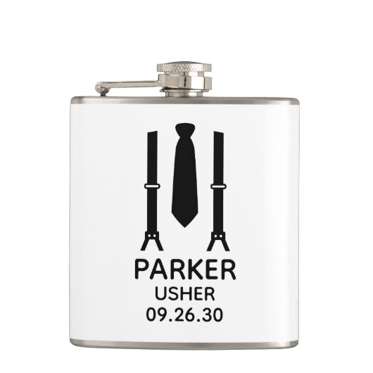 Usher Black Stropdas Heupfles (Voorkant)