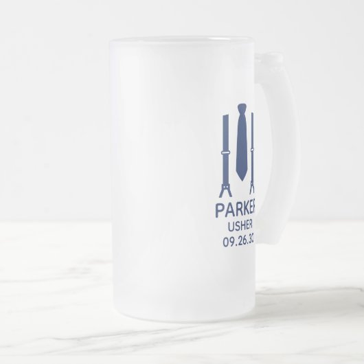 Usher Blauwe Das Matglas Bierpul (Voorkant rechts)