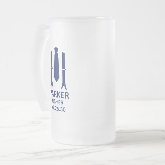 Usher Blauwe Das Matglas Bierpul (Voorkant links)