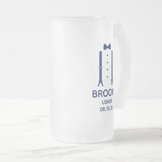 Usher Blauwe Strikdas Matglas Bierpul (Voorkant rechts)