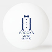 Usher Blauwe Strikdas Pingpongbal (Voorkant)