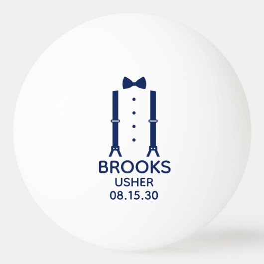 Usher Blauwe Strikdas Pingpongbal (Voorkant)