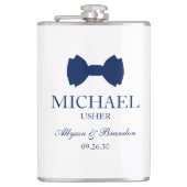 Usher Blue Bow Stropdas Heupfles (Voorkant)