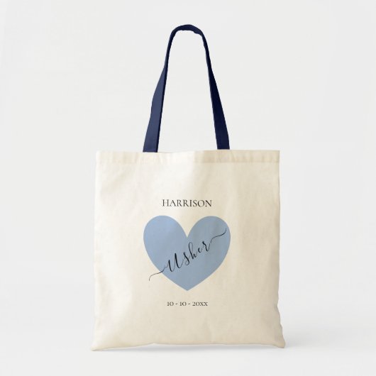 Usher Blue Heart, gepersonaliseerd Tote Bag (Voorkant)