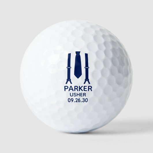Usher Blue Stropdas Golfballen (Voorkant)
