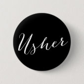 Usher Calligraphy Wedding Bridal Party Button (Voorkant)