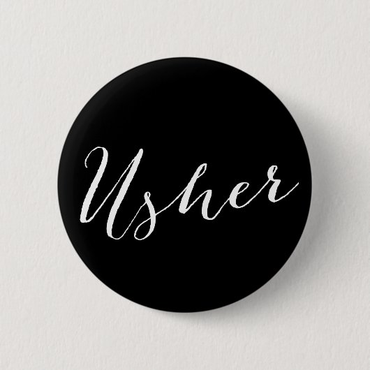 Usher Calligraphy Wedding Bridal Party Button (Voorkant)