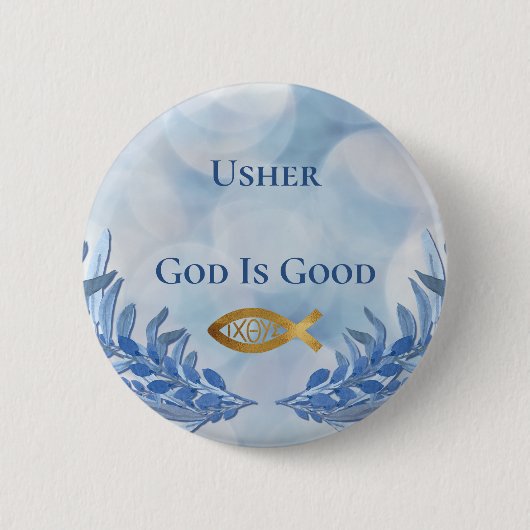 Usher Christelijke Kerk God is goed modern Ronde Button 5,7 Cm (Voorkant)