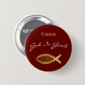 Usher Christelijke Kerk God is goed modern rood Ronde Button 5,7 Cm (Voorkant /achterkant)
