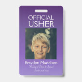 USHER-foto officiële badge paars mauve (Voorzijde)