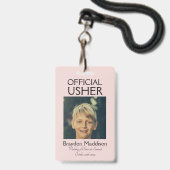 USHER Foto Officiële Badge Roze Rozen & Duiven (Voorzijde met lanyard)