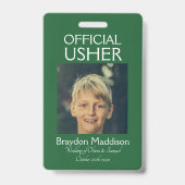 USHER-foto officiële badge smaragdgroen (Voorzijde)