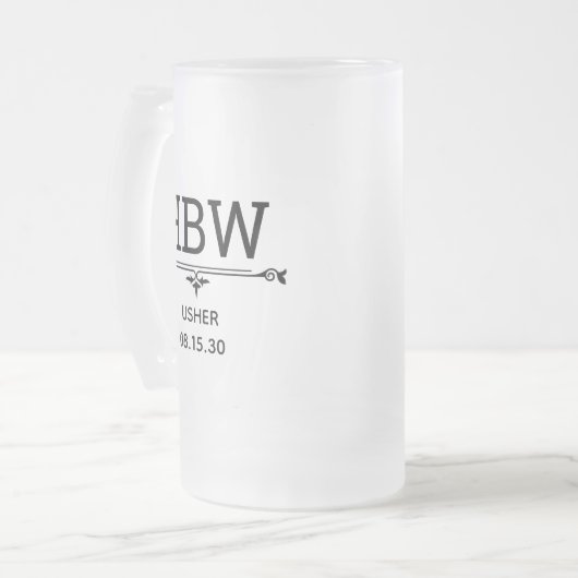 Usher Initialen Matglas Bierpul (Voorkant links)