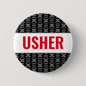 Usher of Name Button Pin on African Mud Cloth (Voorkant)