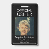 USHER Photo Official Badge Black White (Voorzijde)