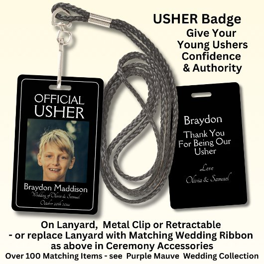 USHER Photo Official Badge Black White