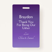 USHER Photo Official Badge Purple Mauve (Achterkant)